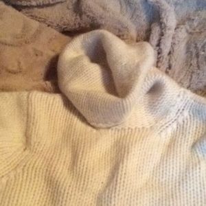 Chunky knit ivory cashmere cowl neck sweater